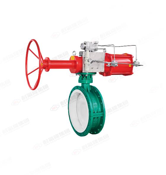 氣動帶手動機構法蘭式全襯里蝶閥